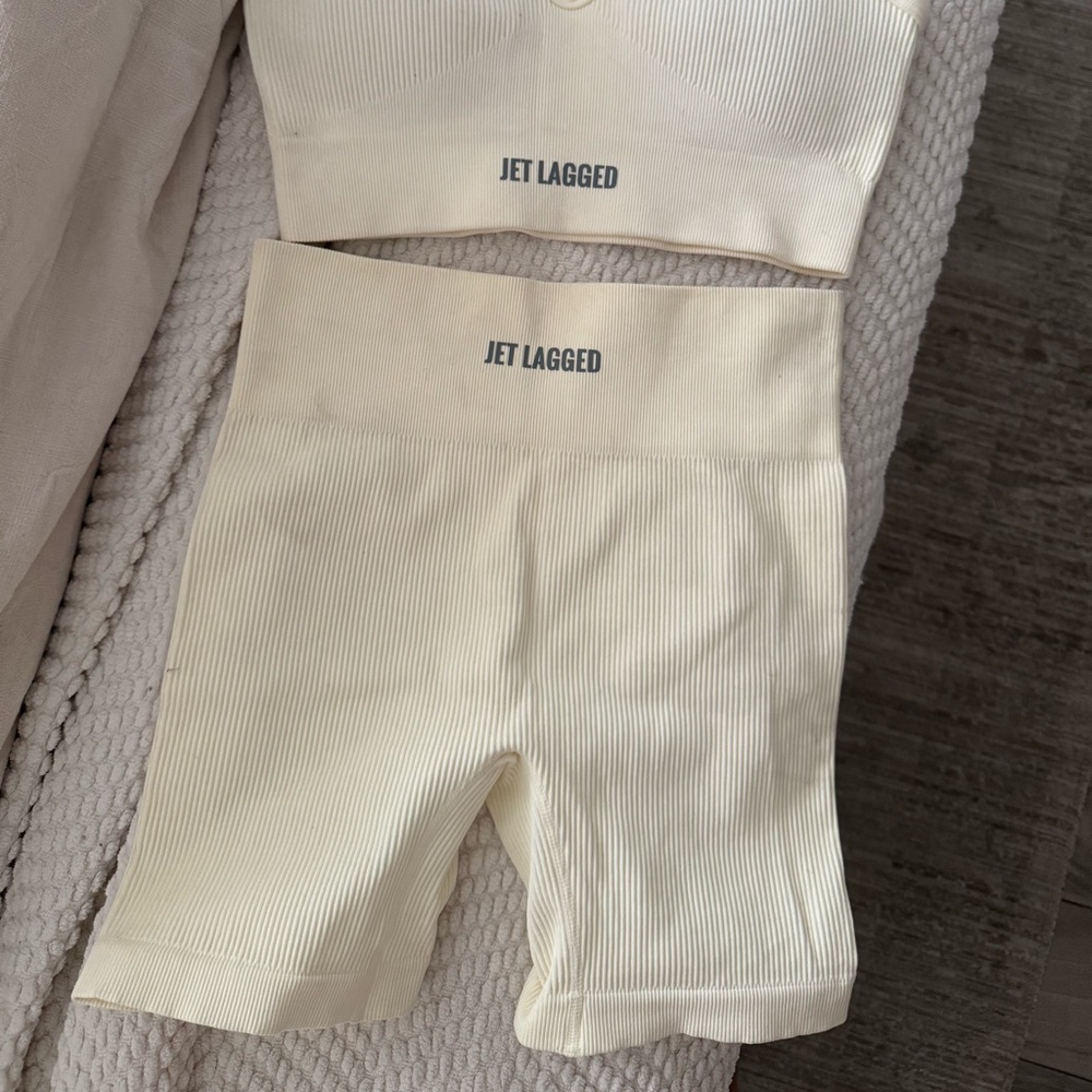 Jet Lagged Cream Ribbed Lounge Set - Picture 2 of 2